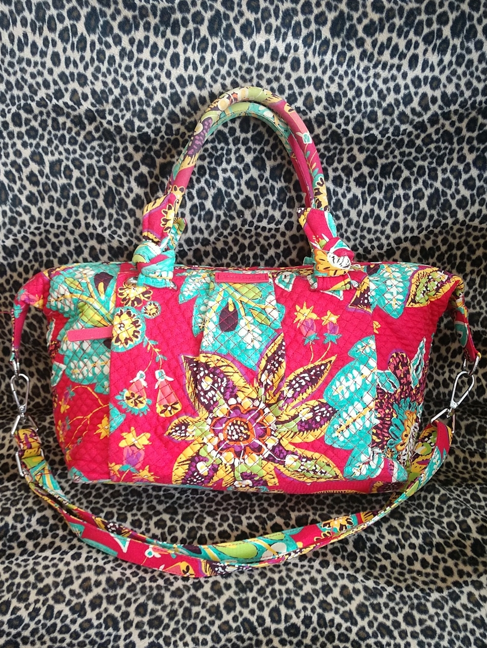 Vera Bradley Quilted Floral Shoulder Bag in Hot Pink Multi